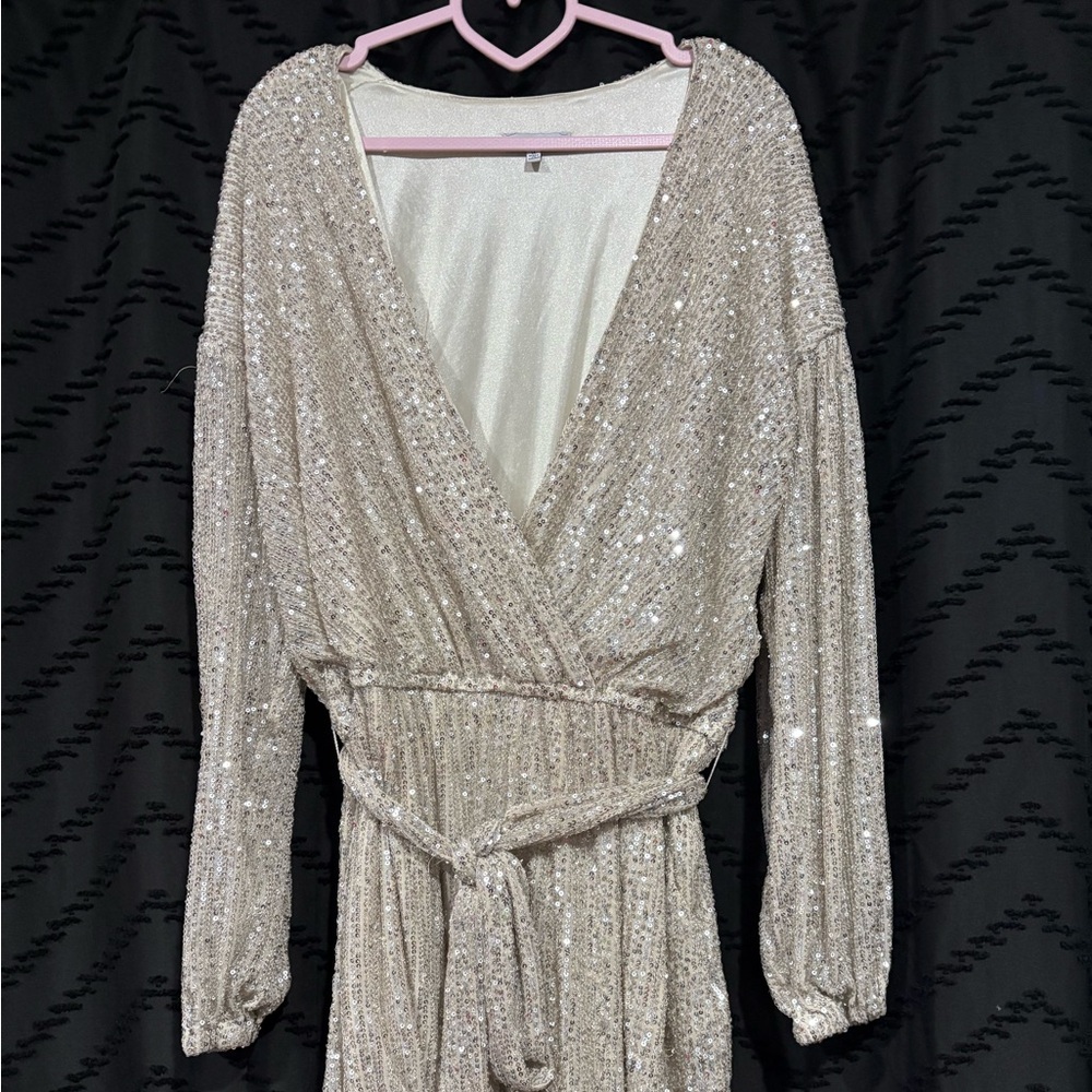 Fashion Nova Silver Sequin Romper